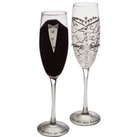 Set Of 2 Handpainted Bride & Groom Champagne Toasting Flute Glasses 9, New, Fre on sale Set Of 2 Handpainted Bride & Groom Champagne Toasting Flute Glasses 9, New, Fre on sale