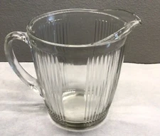 Hoosier Wet Dry Measuring Pitcher 1930s  Thick Clear Ribbed  Glass 1 Quart