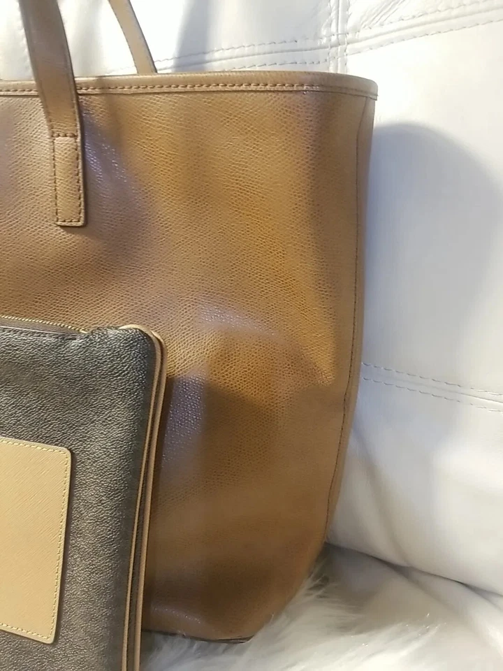 Michael Kors Bolso Cartera Muñequera Viaje Laptop XL Divisor Jet Set Marrón 18x12!  Foto 4 de 4