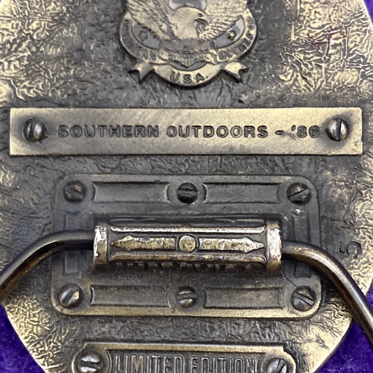 VTG Southern Outdoors 1986 Belt Buckle Brass LTD EDITION Great American LTD Ed. View 6