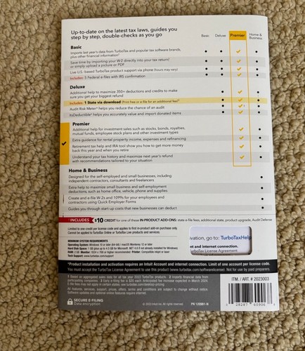 TurboTax Premier 2023 Federal + E-file + State For PC/Mac Disc Or Download - Picture 3 of 3