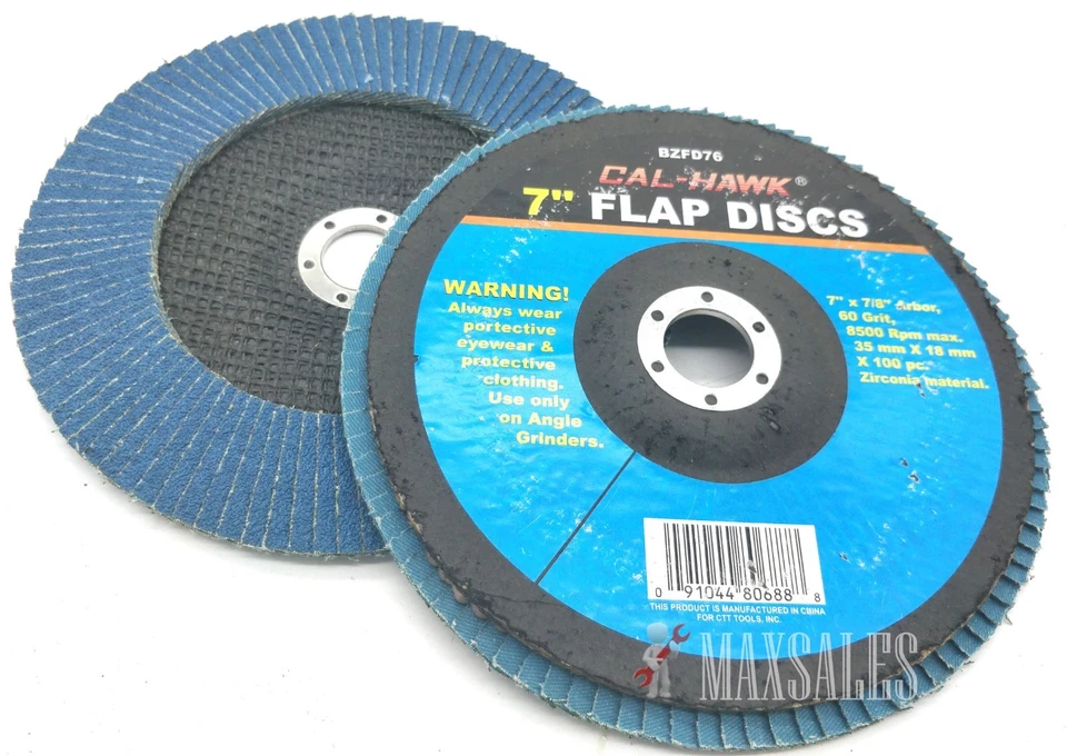 (Cantidad-2) Disco con solapa de circonio premium 7" x 7/8" eje 60 grano 8500 rpm máximo Foto 2 de 2