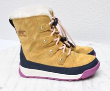 Sorel Youth Whitney II Joan Lace Tan Boot Waterproof Suede Insulated Girls Sz 12