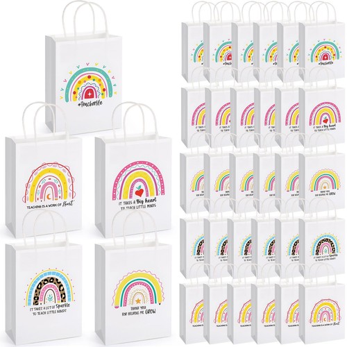 100 Pcs Teacher Appreciation Gift Paper Bag Bulk Thank You Gifts Wrap Bags wi...