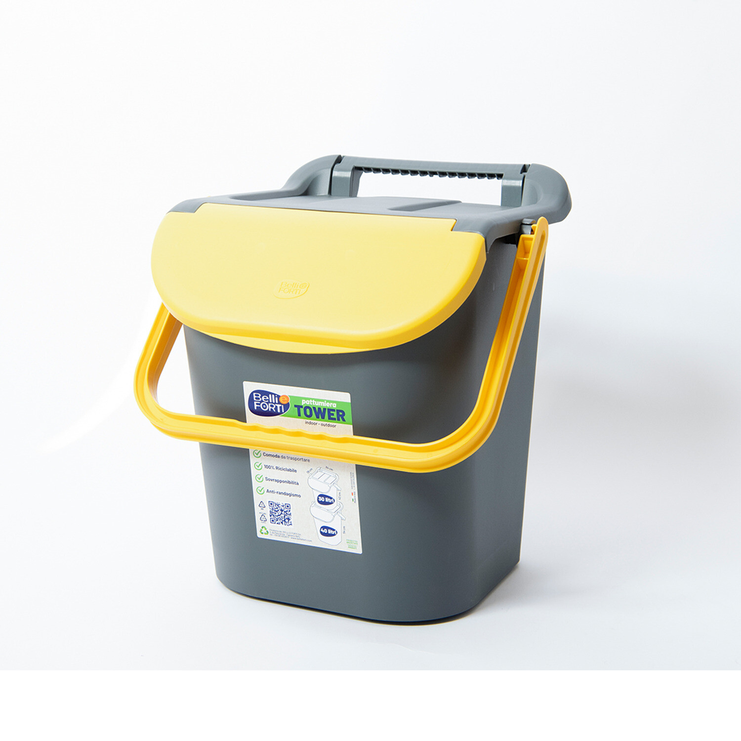 Cubo de Basura Apilable Bin Residuos Mango Grande 30Lt Reciclaje