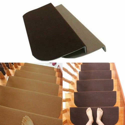 Brown/ Beige Set of 13 Stair Treads Indoor Non Slip Skid Mats Pads Carpet Rugs - Picture 2 of 36