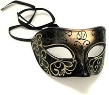 Black Gold Masquerade Ball Mask Pair Cosplay Prom Dance Birthday Party Wear Deco