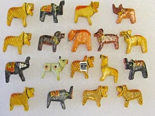 18 VTG BEADS ANIMAL 3-D INDIA WOOD HAND PAINTED JEWELRY FINDINGS LOT CRAFTS NOS
