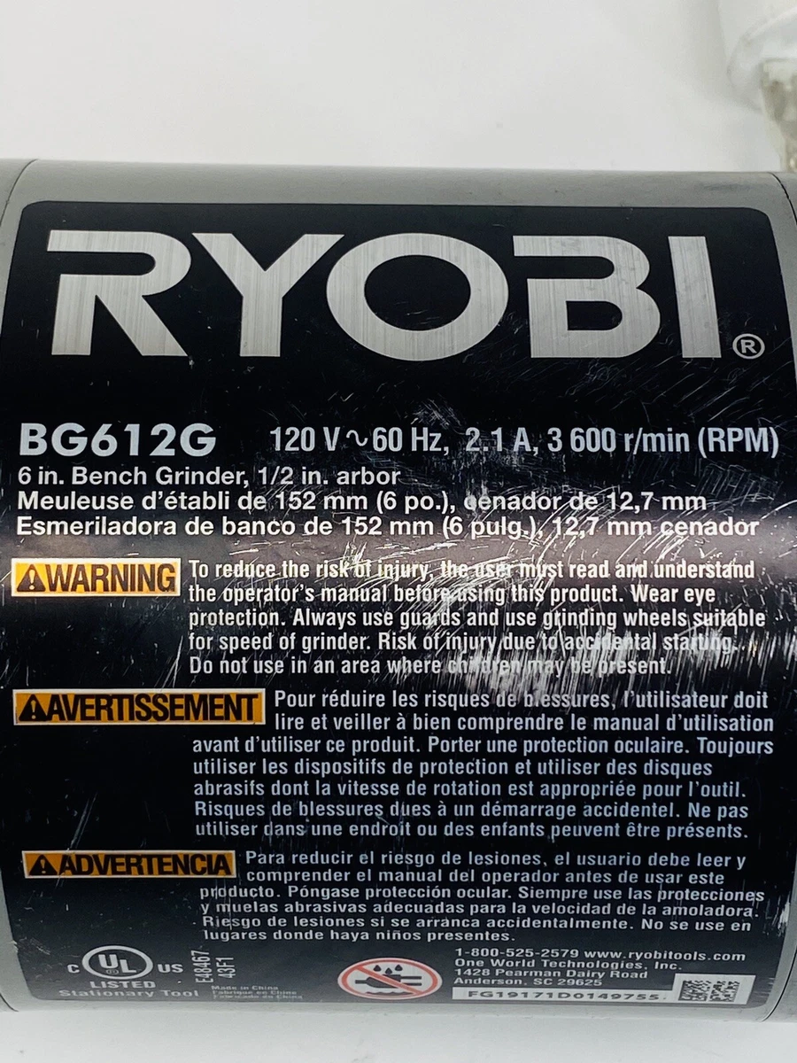 Ryobi Bench Grinder Genuine Replacement Motor 2.1Amp 3600RPM Capacitor BG612G