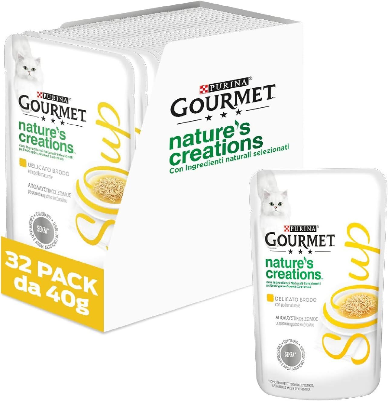 Purina Gourmet Nature's Creations Soup Umidi 40 g (Confezione da 32), Pollo