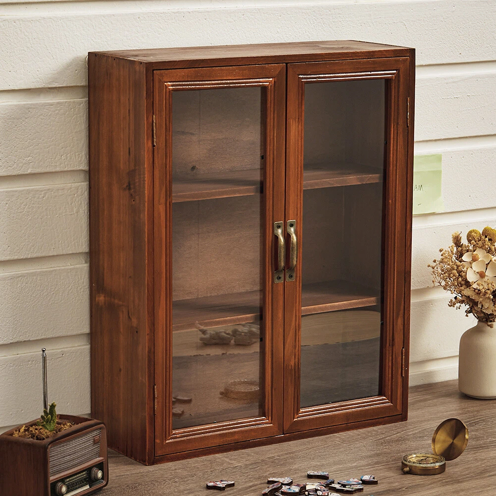 Solid wood 2024 glass door cabinet