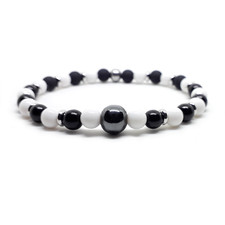 Bracciale Bianco e Nero Ematite Perle braccialetto Uomo Donna juventus udinese