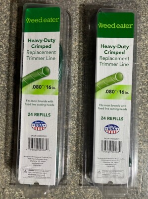 LOT OF 2 WEED EATER HEAVY DUTY CRIMPED TRIMMER LINE .080”/16” ( 48 ...