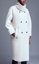 Karen Millen Italian Manteco Wool Blend High Neck Rounded Coat Bnwt