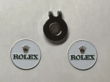 (2) Rare ROLEX 1" Flat Coin Style Golf Markers With BONUS Hat Clip - A Beauty! 