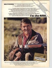 1982 Astronaut Wally Schirra Photo Holding Shotgun NRA Promo Vintage Print Ad 