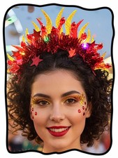 Light Up Red Fire Flame Headband Rave Festival Halloween Hair Accessory