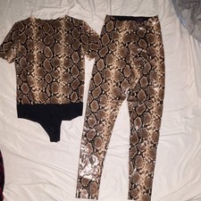 Commando Faux Leather Snake Print High Rise Stretch Ankle Leggings M