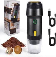 Portable 3-in-1 Coffee Maker -Pod &Ground Travel Machine, Compact Espresso Maker
