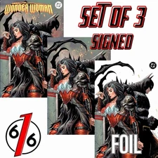 🔥 SIGNED - ABSOLUTE WONDER WOMAN 15 TYLER KIRKHAM Variant ABC Set LTD 1000