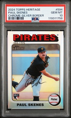 2024 Topps Heritage Paul Skenes Silver Chrome /225 PSA 10 Gem RC