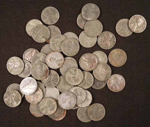 Roll of 50-1943 P Lincoln Steel Wheat Cents - VF-AU Conditions-Nice Appearances