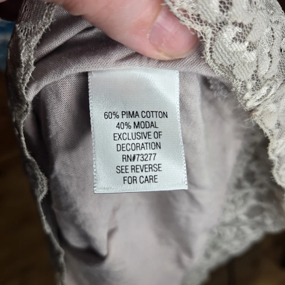 Elle Must Have Acabamento de Renda Cami Creme Modal Pima Mistura de Algodão Médio Anos 2000 - Imagem 4 de 4