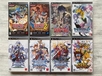 SONY PSP Fairy Tail 1 2 Zelef & Blazblue & Digimon World & Adventure 2 Set