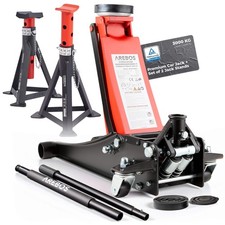 AREBOS 3T Hydraulic Trolley Jack Car Jack with 2x 3T Jack Stands Heavy Duty