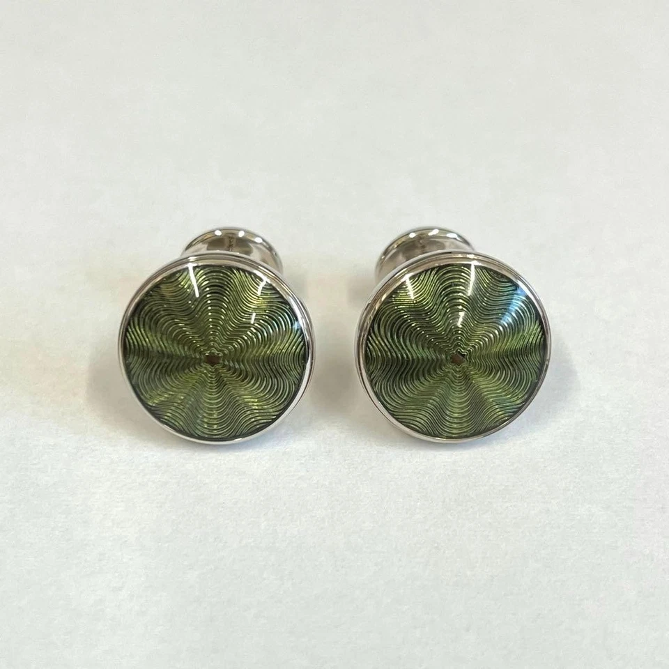 Gemelos Montblanc verde plata redondos acero fijo con caja Foto 3 de 4