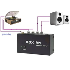 Box M1 Phono Preamplifier Amplifier for Turntables DJ Mixers Stereos