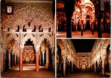 Cordoba Spain Mezquita Mosque Interior Linen RPPC Continental Postcard A557