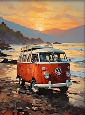 WV Camper Wall Art Print Sunset Sea Picture Camper Print Campervan Life Artwork