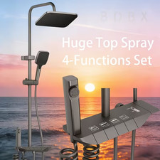 BDBX Titanium Grey Rainfall Shower System 4 Function Piano Key Mixer Handheld