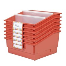 Picture Book Classroom Library Bins with Dividers - 6 Pack - Clay