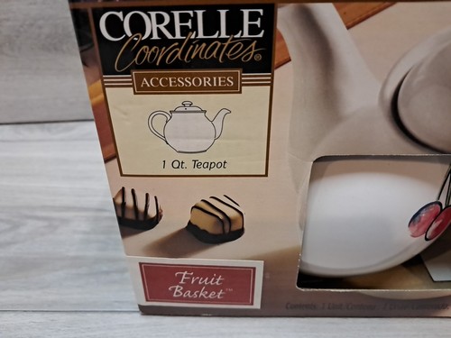 1998 Corelle Coordinates Accessories 1 QT Teapot/Lid Fruit Basket New Open Box - Picture 7 of 15