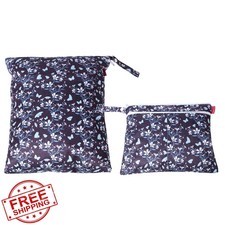 Damero Wet Dry Bag, 2pk Water-Resistant for Diapers, Swimsuits, Travel Floral 
