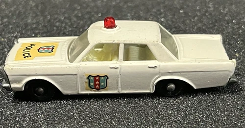 Vintage Lesney Matchbox Series Ford Galaxie Police Car No.55/59 Red Dome