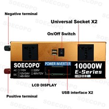 10000W Inverter DualVoltage Inverter 12V24V48V60V72V to 110V/220V AC w/ Screen.