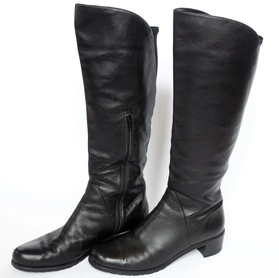 BOTAS DE MONTAR STUART WEITZMAN de colección altas de cuero negro para mujer 9 se adapta a 9,5 España Foto 2 de 4
