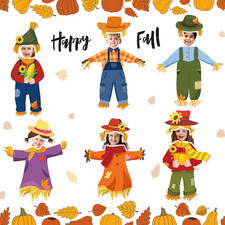48 Pcs Fall Scarecrow Bulletin Board Photo Cutout Cute Scarecrow Shape Paper Cut