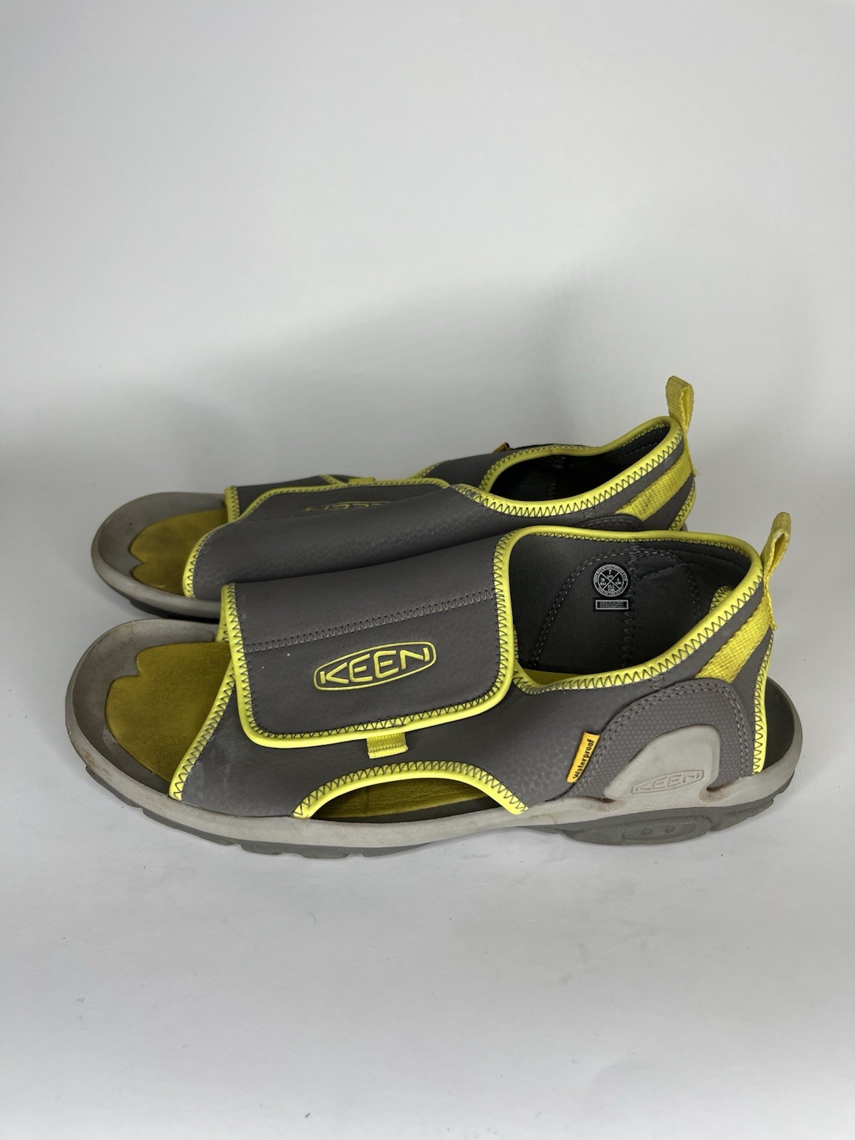 Sandali Keen Uomo Taglia 7 Grigio Giallo Sintetico Comodi da Passeggio