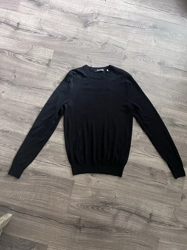 Saks Fifth Avenue Mens Sweater Extra Fine Merino Wool Black Sweater Size Small - Picture 1 of 4