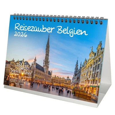 SEELENZAUBER GMBH Reisezauber Belgien DIN A5 Tischkalender für 2026 Urlaub Brüssel Tulpen - Seelen