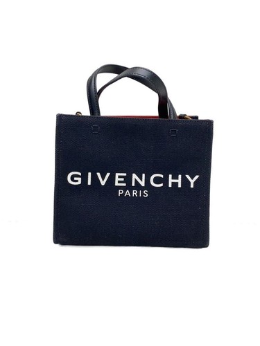 GIVENCHY Shoulder Bag canvas Blk G-tote Scratched Dirty Used