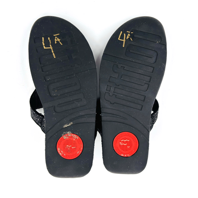 Womens 8 Fitflop LuLu Glitter Toe-Post Sandals Thong Platform Flip