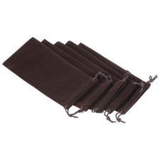 17x8cm Microfiber Pouch, 10Pcs Soft Storage Drawstring Gift Bag, Brown