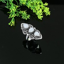 Rainbow Moonstone Gemstone Handmade 925 Sterling Silver Jewelry Ring Size 6 G092