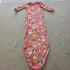 Little Sleepies Boho Bunnies Bamboo Knotted Infant Gown Easter PJ Newborn Pink