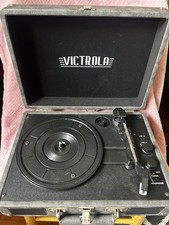 Victrola Journey Bluetooth Suitcase Record Player in a textured grey finish.